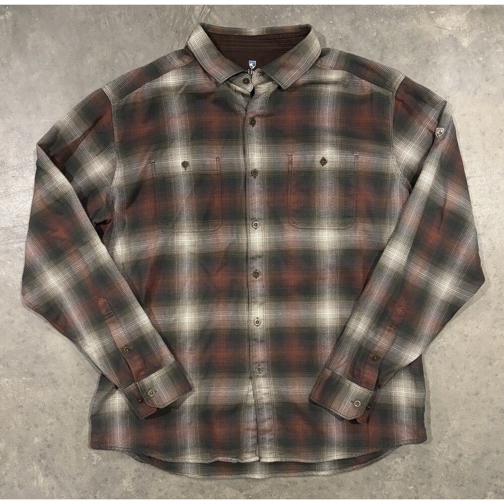 KÜHL Law Flannel LS Plaid Button Up Shirt Cotton Tencel Mens XL